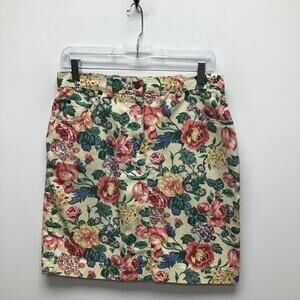 VTG 80s Gotcha Covered Multi Floral Denim Mom Pencil Mini Skirt Prairie 12 USA